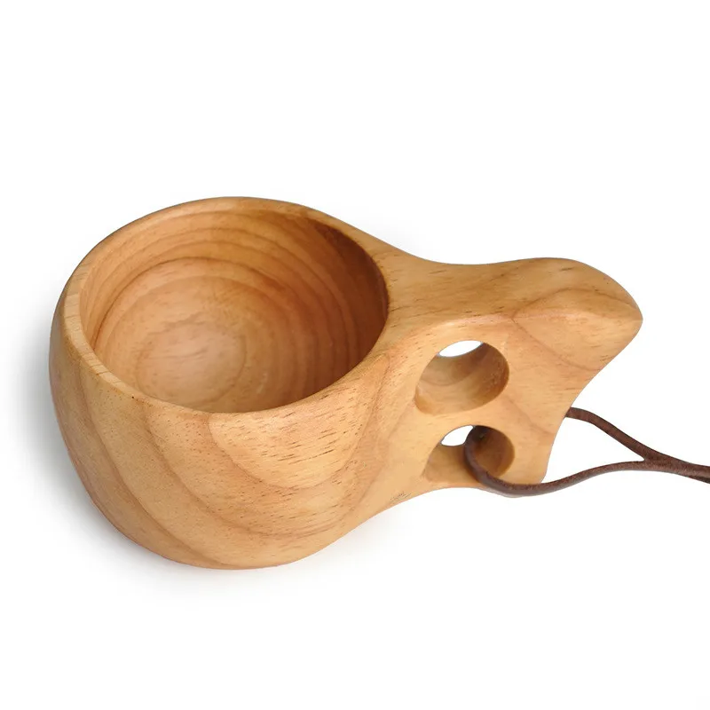 Finland Kuksa Портативный Кофе кружка ручка из резины и дерева с двумя отверстиями