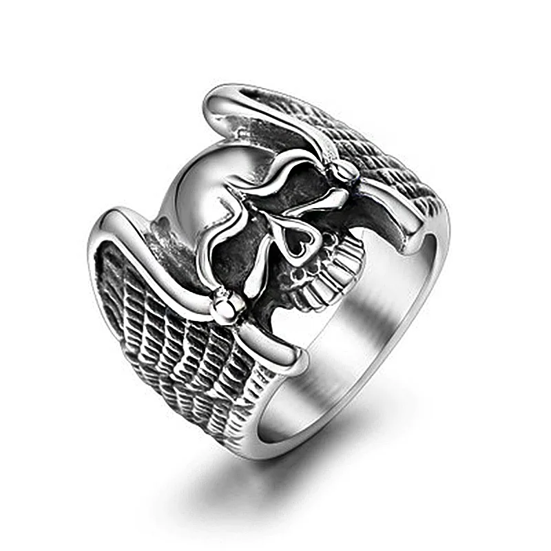Винтаж для девочек подростков с крыльями ангела кольцо черепом Для мужчин панк