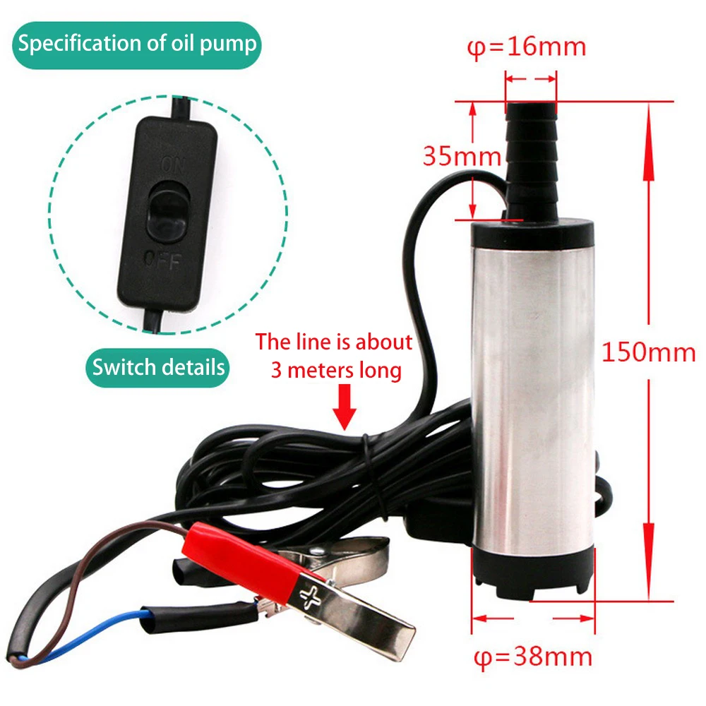Электрический масляный насос погружной для дизельного топлива воды всасывания