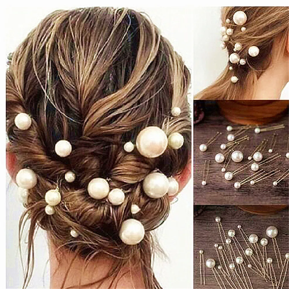 

U-образная заколка с жемчугом 20 шт./компл. элегантная Свадебная заколка для волос дизайнерские заколки для волос женская Свадебная вечеринк...