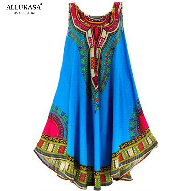 

Alukasa 2021 European and American Summer New National Wind Vest Loose 5xl Large Size Skirt and Printed Dress Women
