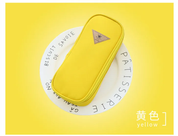 yellow Корейский стиль, яркий цвет, короткий холщовый пенал, чехол многофункциональные Канцтовары, органайзер для хранения, сумка, школьные принадлежности, Escolar Papelaria - Цвет: yellow