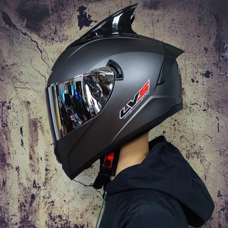 

Helmet Motorcycle Full Face Double Lens Antifog Waterproof Racing Motocross Capacete Blue Visor Black CF Pattern with Corner