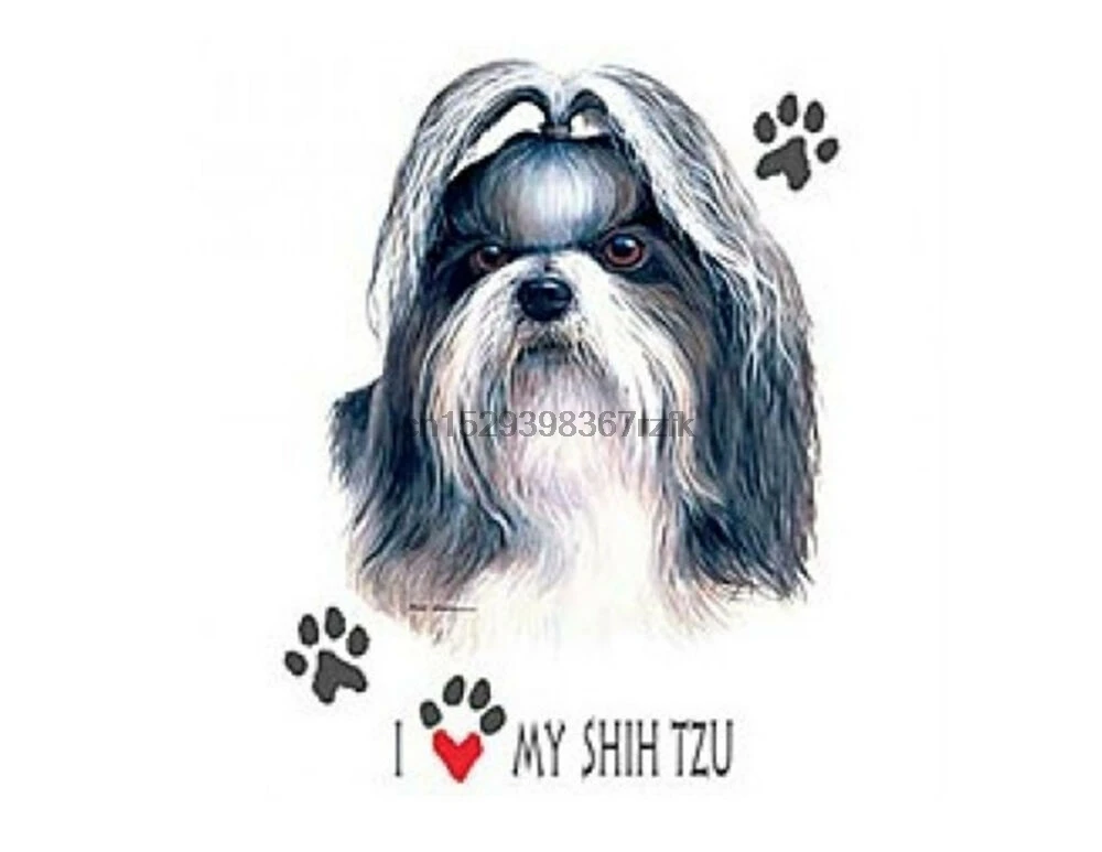 Совершенно новая футболка I Love My Shih Tzu белая розовая серая футболки - купить по