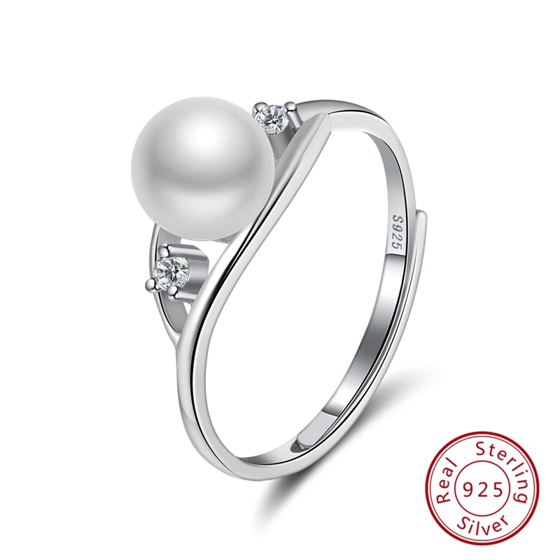 Белый ORSA JEWELS Настоящее 925 пробы Серебряное кольцо пресной воды белый жемчуг с AAA CZ блестящий женский день рождения ювелирные изделия SR76-W - Цвет камня: Белый