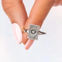 vintage tarot card rings for women mermaid the empress sun moon ring adjustable open cuff rings jewelry anillos christmas gift