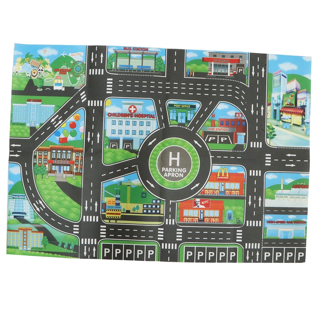 Дорожный игровой коврик с городским движением автомобильный дорожный Детский