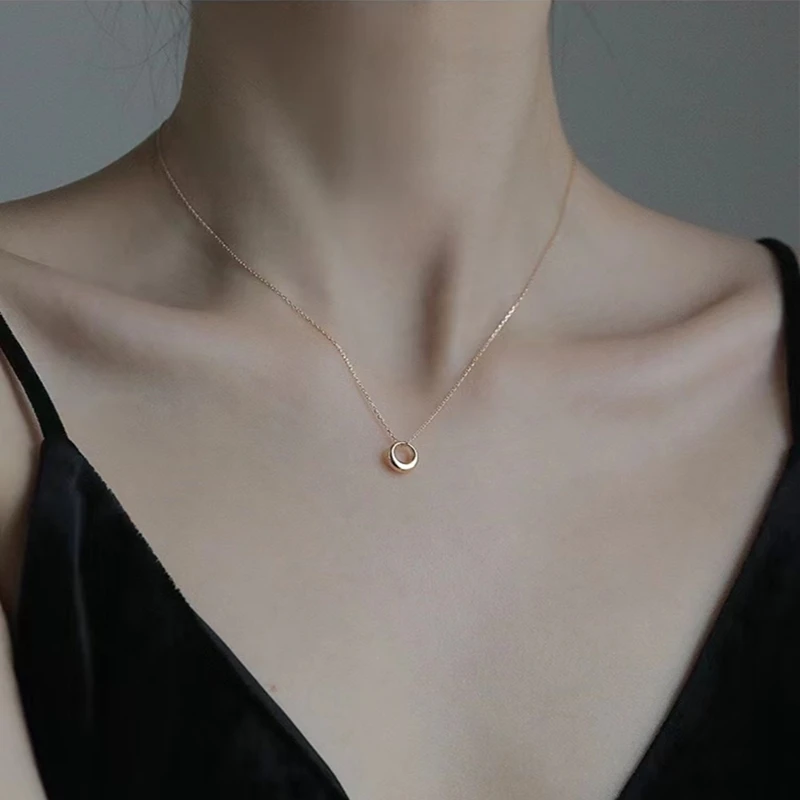 

925 sterling silver 2021 new geometric circle necklace female ins simple clavicle chain temperament niche design cold wind