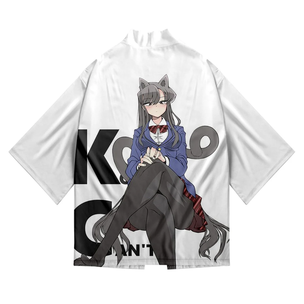 

Модное кимоно Komi Can Communicate с 3D принтом, мужской свободный Пляжный топ с коротким рукавом, кимоно, Мужская модная японская одежда, большие разм...