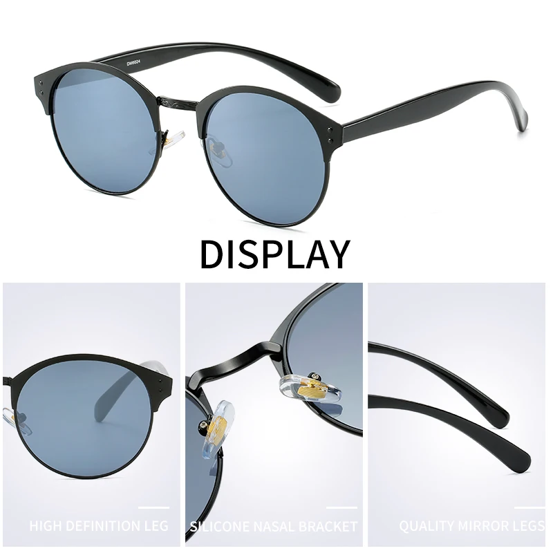 Винтажные круглые женские солнцезащитные очки с металлической оправой линзами