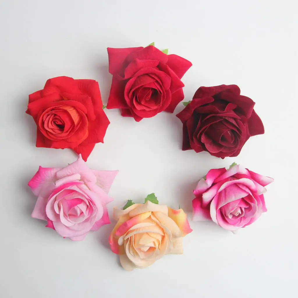 

10 Pieces Various Colours Artificial Velvet Rose Flower Heads Decoration