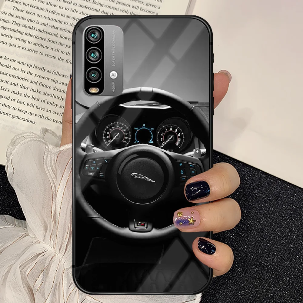 

car brand Jaguars Phone Tempered Glass Case Cover For Xiaomi Redmi note k 7 8 9 10 30 40 A C T S Pro Shell Silicone Cover