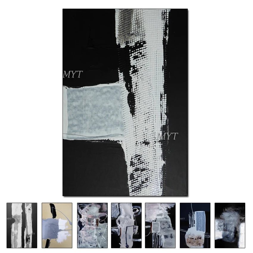 

New Arrival Black And White Canvas Abstract Oil Painting Hot Selling Dropshipping No Frame Wall Decorative Art Picture Paintings