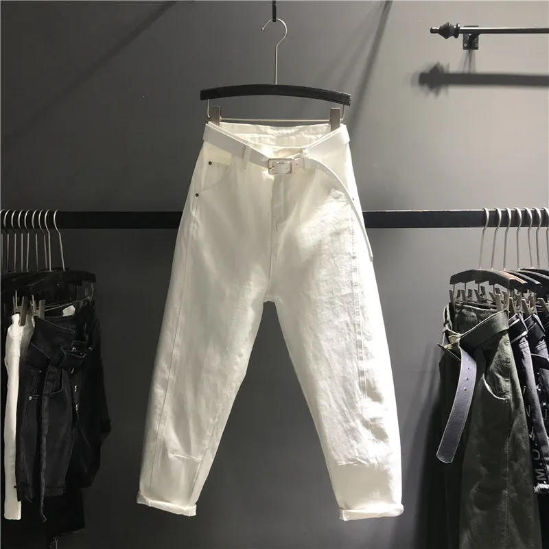 Джинсы для женщин в стиле бойфренд длинные штаны шаровары хлопковые легкие на