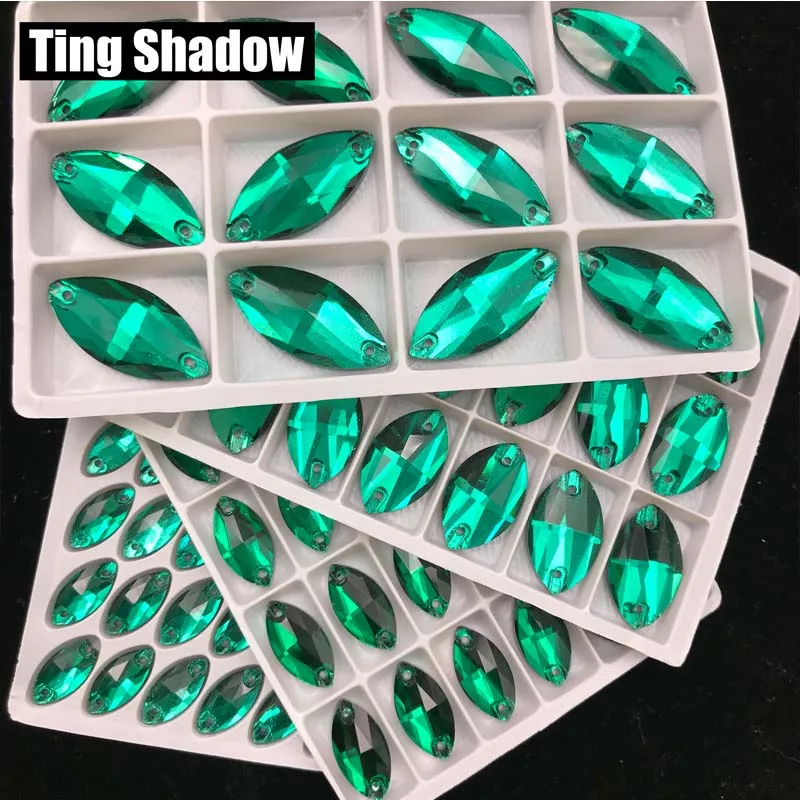 Deep Green Темно-зеленый Наветт стеклянные кристалл для нашивки Стразы Flatback с отверстием свадебное платье DIY Одежда Сумки Обувь ювелирные изделия аксессуары - Цвет: Deep Green