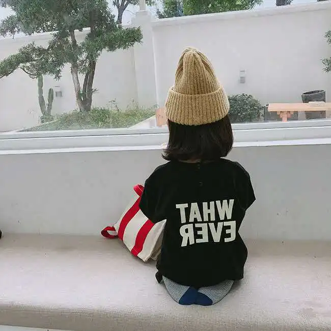 Свитер для девочек длинный японский свитер с надписью топ Новинка осени 2020