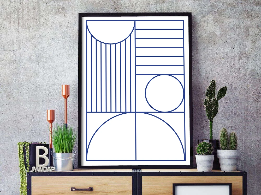 Bauhaus стильная настенная Картина на холсте минималистичный Золотой постер и