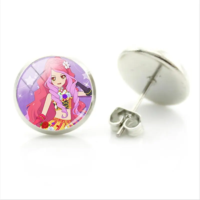 Bandai Aikatsu милые персонажи Elza Forte Рисунок Аниме серьги-гвоздики стеклянный кабошон
