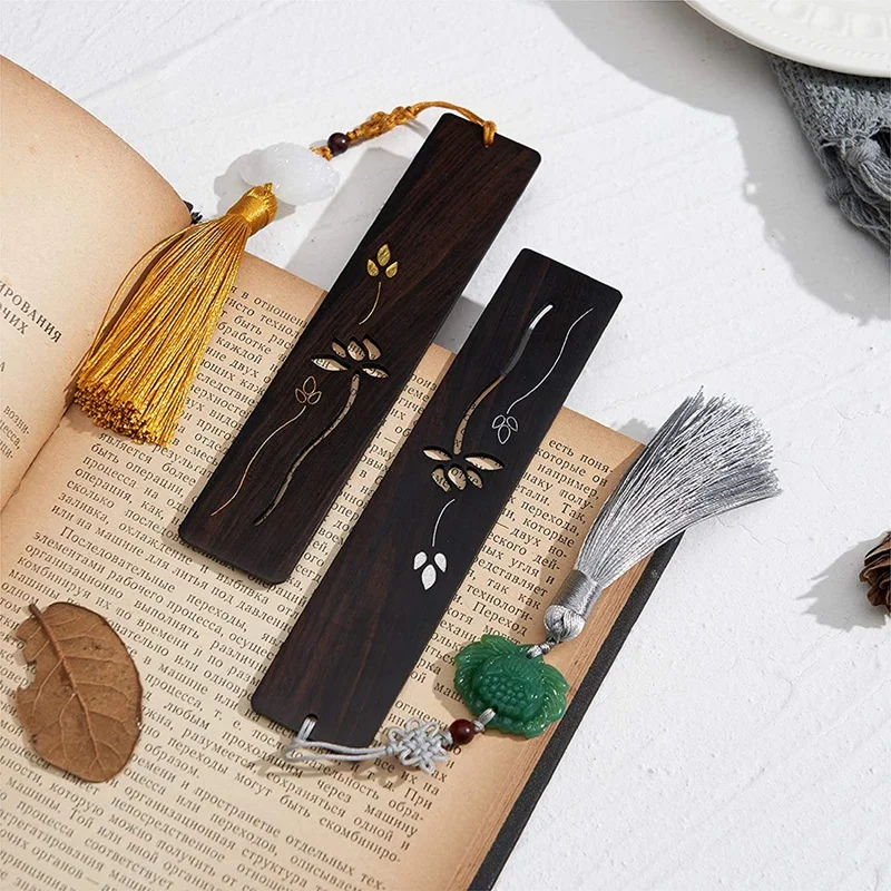 

Bookmarks with Tassels Are Made Wood and Decorated with Red Bean Patterns These Couple Bookmarks Are the Best Gifts