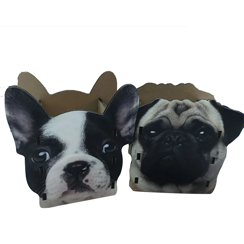 

Multi-Functional DIY Pen Holder Simulation Dog Students Pen Holders Desktop Wood Accessories Stationery Barrels Storage Box