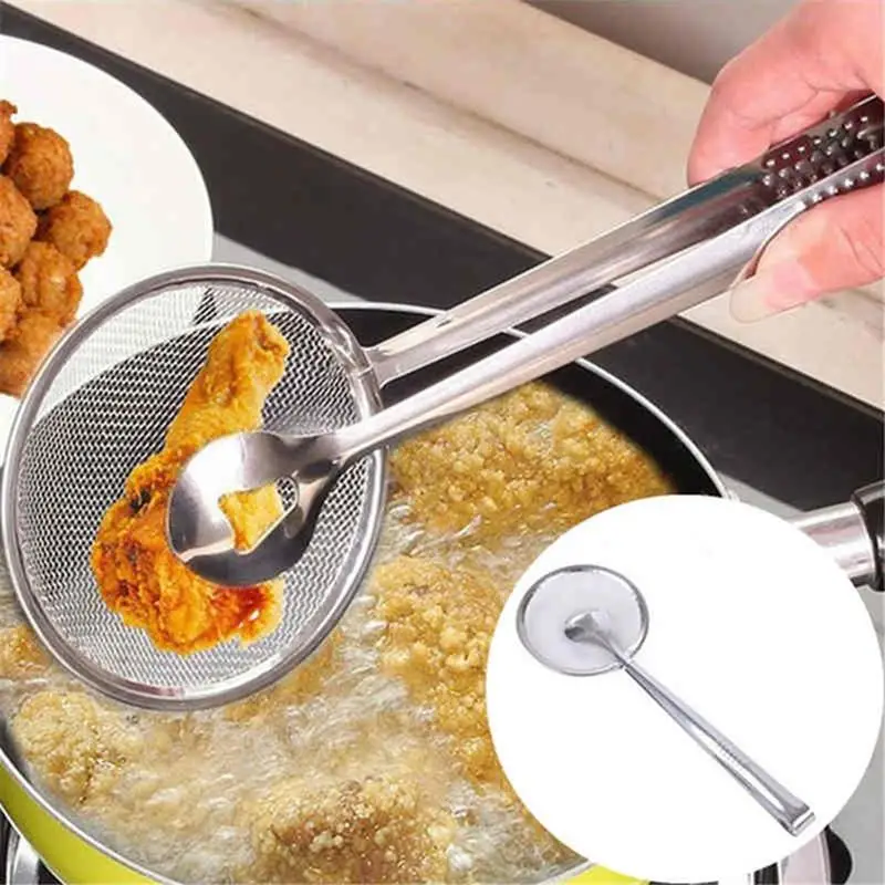 

1 Pcs Food Stainless Steel Strainer Kitchen Filter Mesh Spoon Fried Oil Clip Tool H426