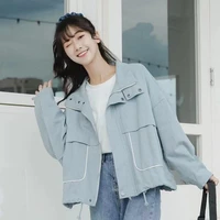 all match overalls jacket students 2021 spring and autumn new girl korean solid color jacket baseball uniform