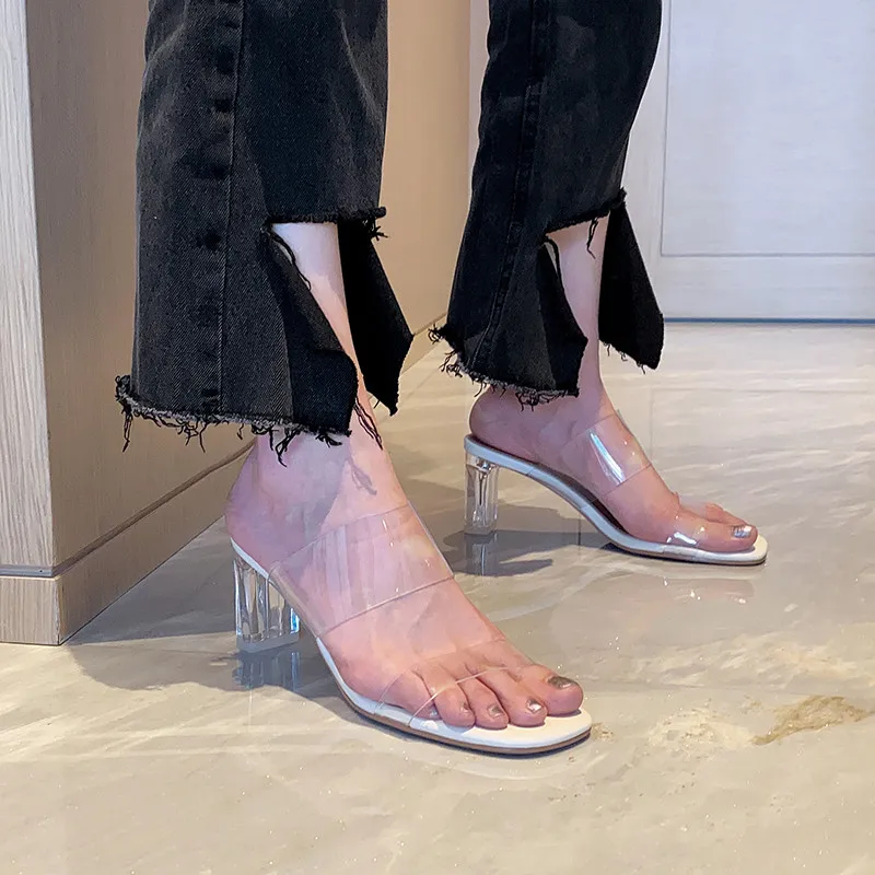 

FEDONAS 2021 Fashion Women Slipper Top Quality Thick Heels Sandals For Women Summer Concise New Arrival Party Prom Shoes Woman