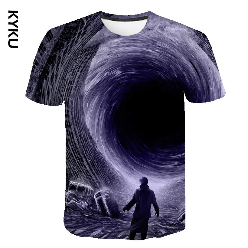 

Летняя новая футболка с черными дырками, мужские психоделические футболки, ужасная футболка, рубашка в стиле хип-хоп с 3D-принтом, одежда с пр...