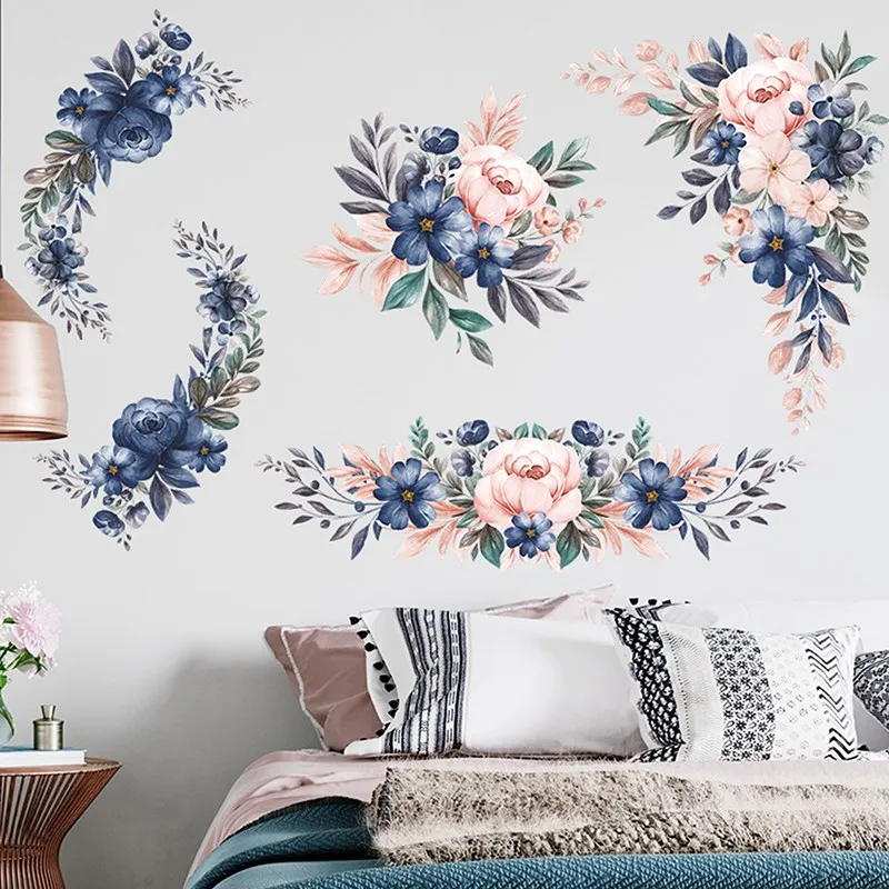

Flowers Wall Stickers For Kids Room Baby Nursery Wall Decals Pink Flower For Girl Room Home Decoration Decor PVC