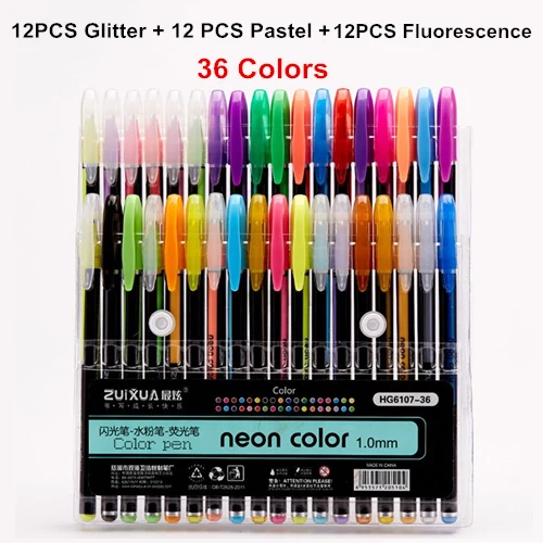 36 Colors GENKKY продвижение ручка 48 Цвета набор гелевых ручек гелевая ручка с блестками, способный преодолевать Броды для взрослых раскраски журналов для рисования Рисование маркер для рисования - Цвет: 36 Colors