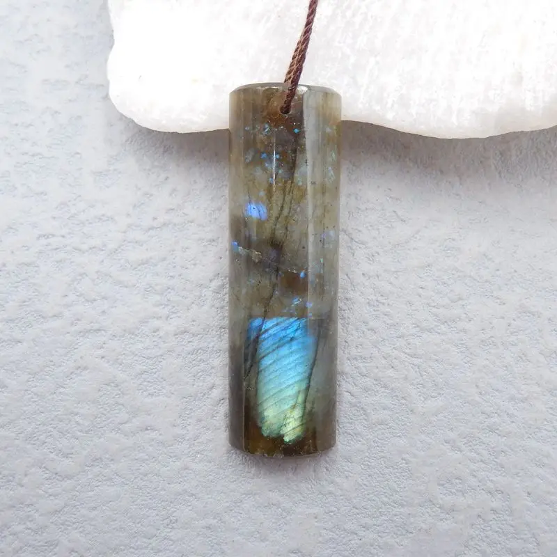 

Natural Stone Labradorite Pendant Bead,44x13x7mm 8g Fashion Jewelry Necklace Accessories