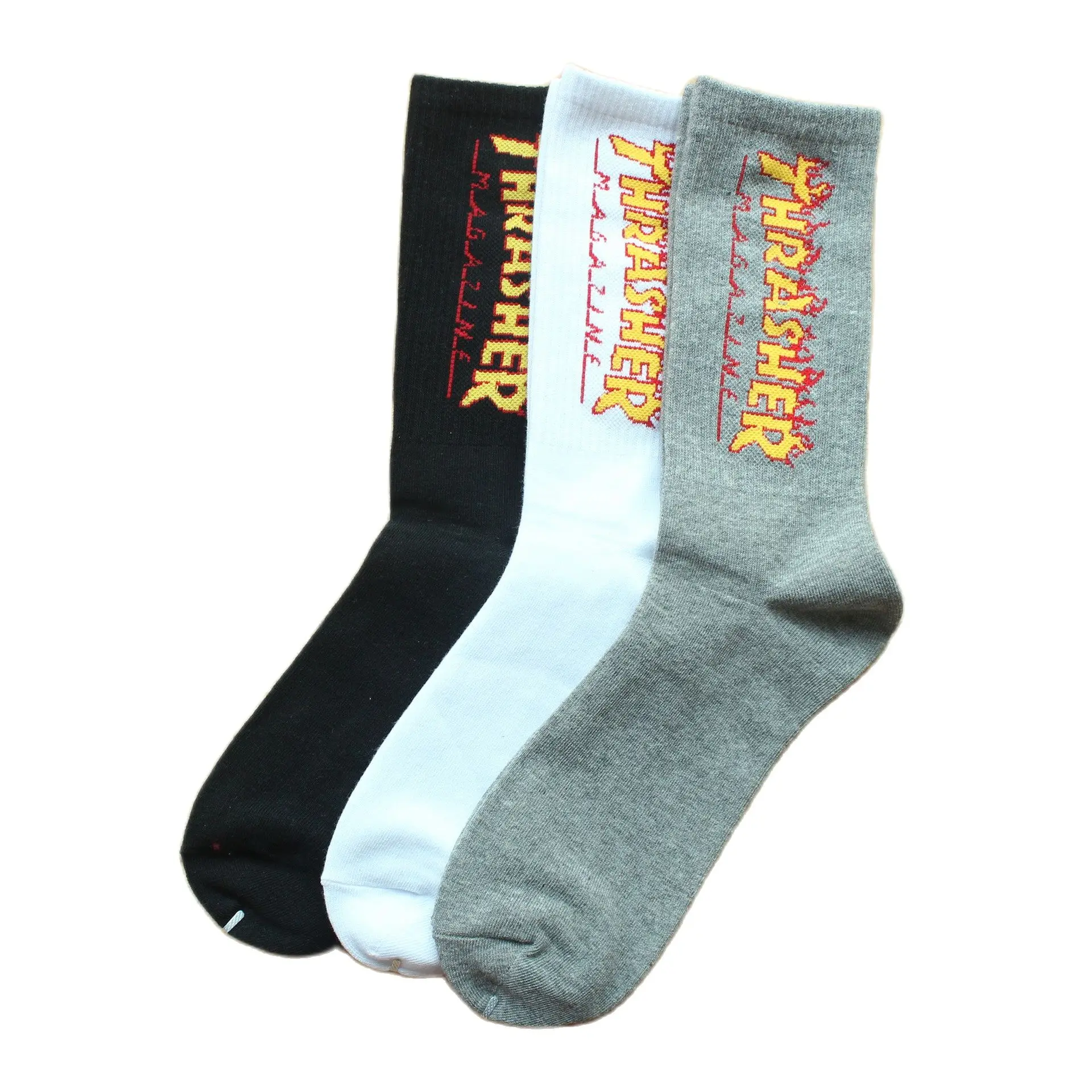Street style hip-hop trend skateboard socks for men and women couples letters pure cotton fashion sports socks