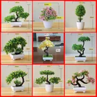 Искусственные растения 1 шт., Зеленый Бонсай, маленькое дерево, горшок, поддельные цветы, украшения в горшках для украшения дома, крафтовое растение, декоративное растение