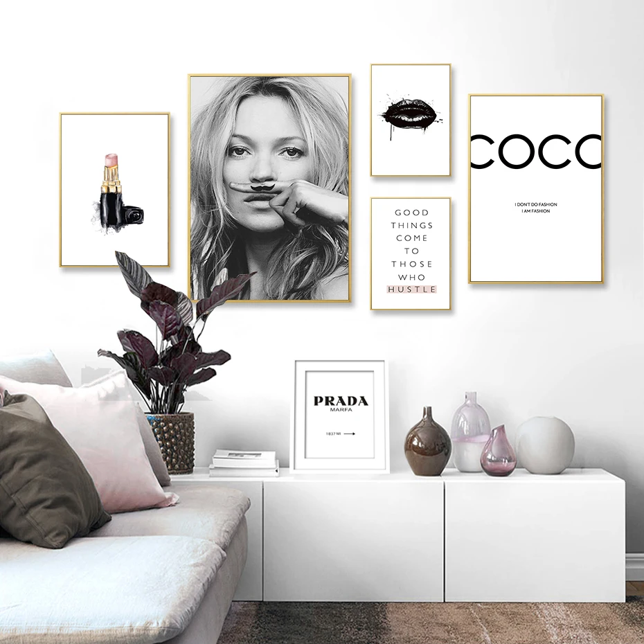 

Abstract Modern Fashion Make Up Canvas Painting Black White Salon Posters Prints Nordic Wall Art Pictures Living Room Home Decor