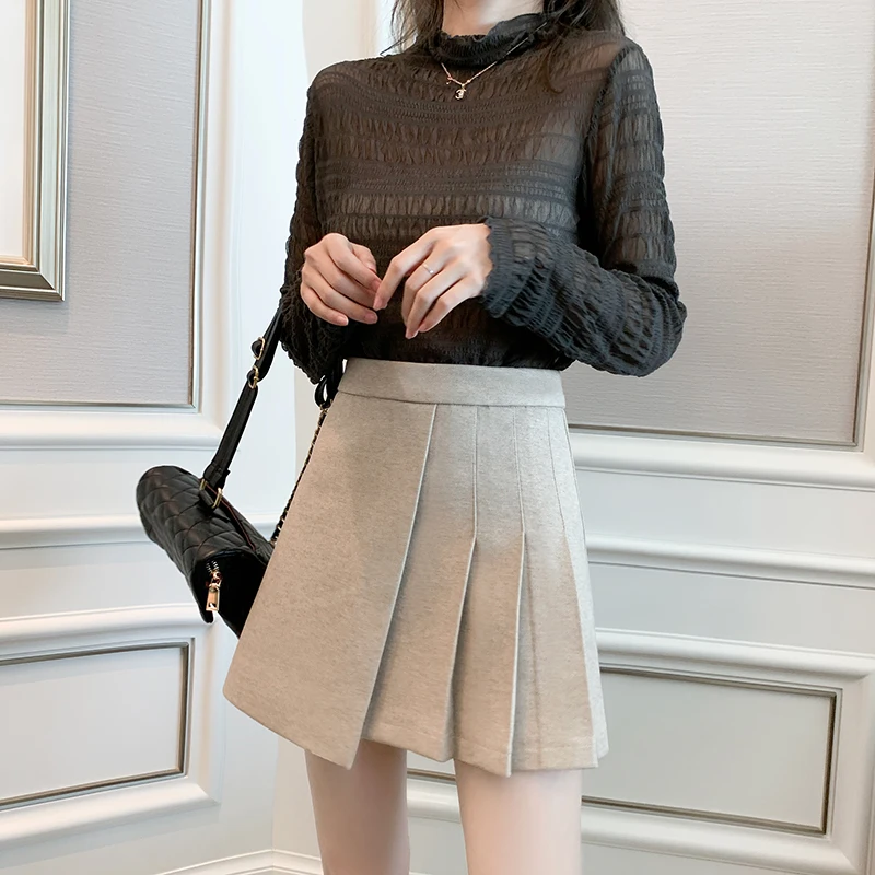 

2021 A Line S-Xl New Plus Size Summer Short Skirts Korean Skirt Women High Waist School Girl Solid Vintage Skrits Pleated