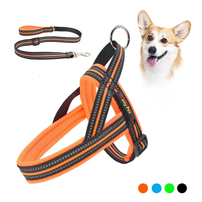 

Dog Harness with Leash Summer Pet Adjustable Reflective Vest Walking Lead for Puppy Polyester Mesh Harness for Small Medium Dog