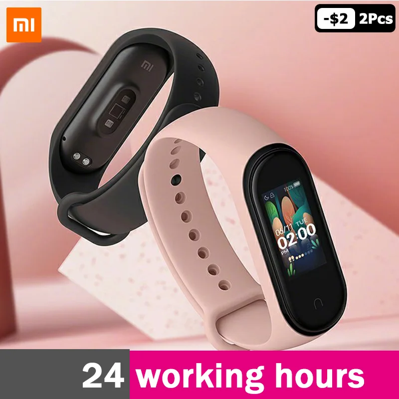 Оригинальный Xiao mi Band 4 Smart band браслет сердечного ритма Fitnes Цвета экран Bluetooth 5 0 512K ram