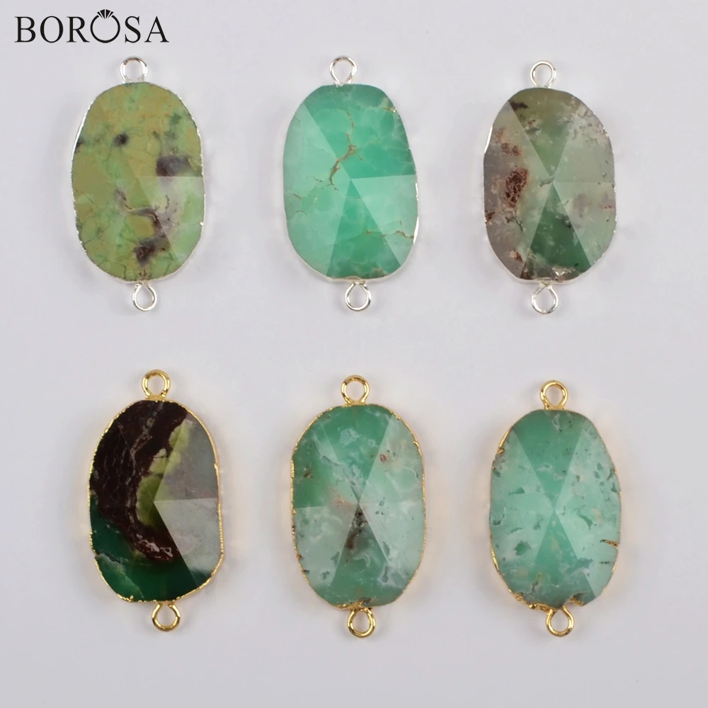 

BOROSA 5 шт., золотые/Искусственные австралийские нефриты, граненые соединители, джейсы для ожерелья, ювелирные изделия G1865