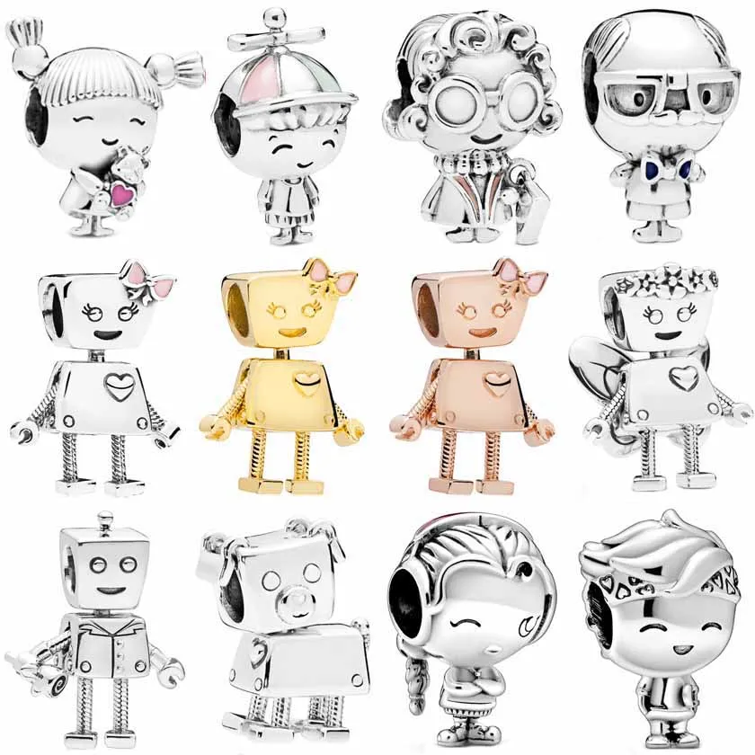 

pandora Grandma Grandpa Boy & Girl Teenager Pet Bobby Floral Bella Bot Charm 925 Sterling Silver Beads Fit Bracelet DIY Jewelry