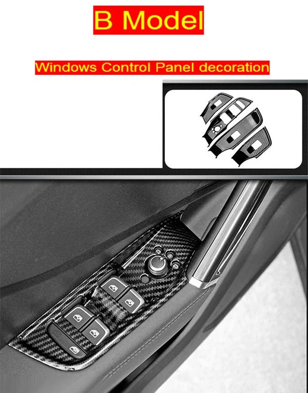 B Model Carbon fiber Автомобильный Стайлинг из углеродного волокна мультимедийная Подставка для рук Центральная панель переключения передачи панель наклейка для Audi Q2 интерьерные авто аксессуары - Название цвета: B Model Carbon fiber