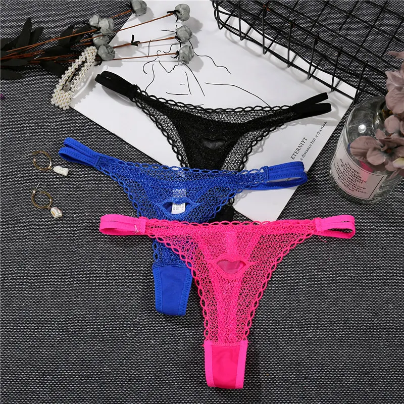 3 шт./лот комплект кружевных трусиков с дырочками для женщин модные женские