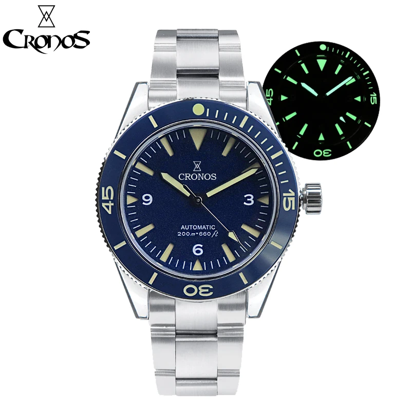 Cronos Sea Master 300 дайвер мужские часы Сэндвич Циферблат автоматический NH35 200 м