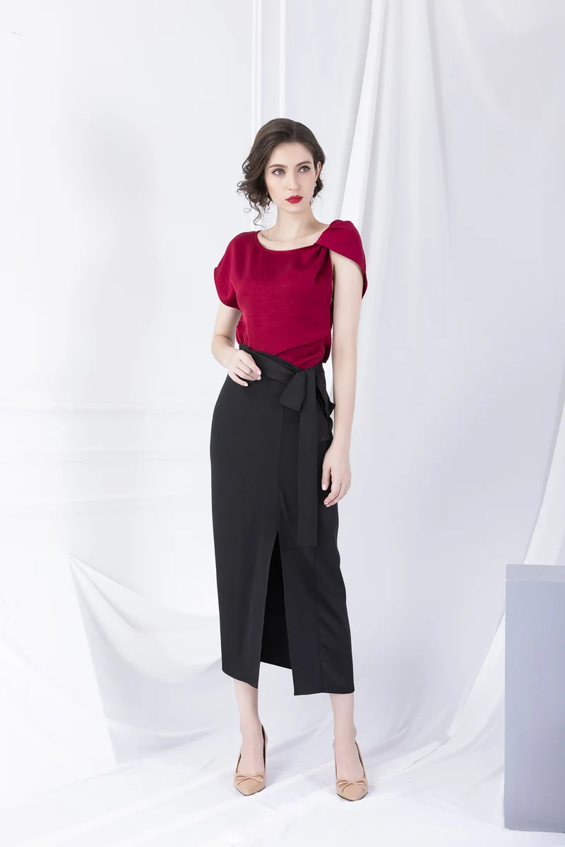 Женские Подиумные комплекты-двойки с круглым вырезом и короткими рукавами