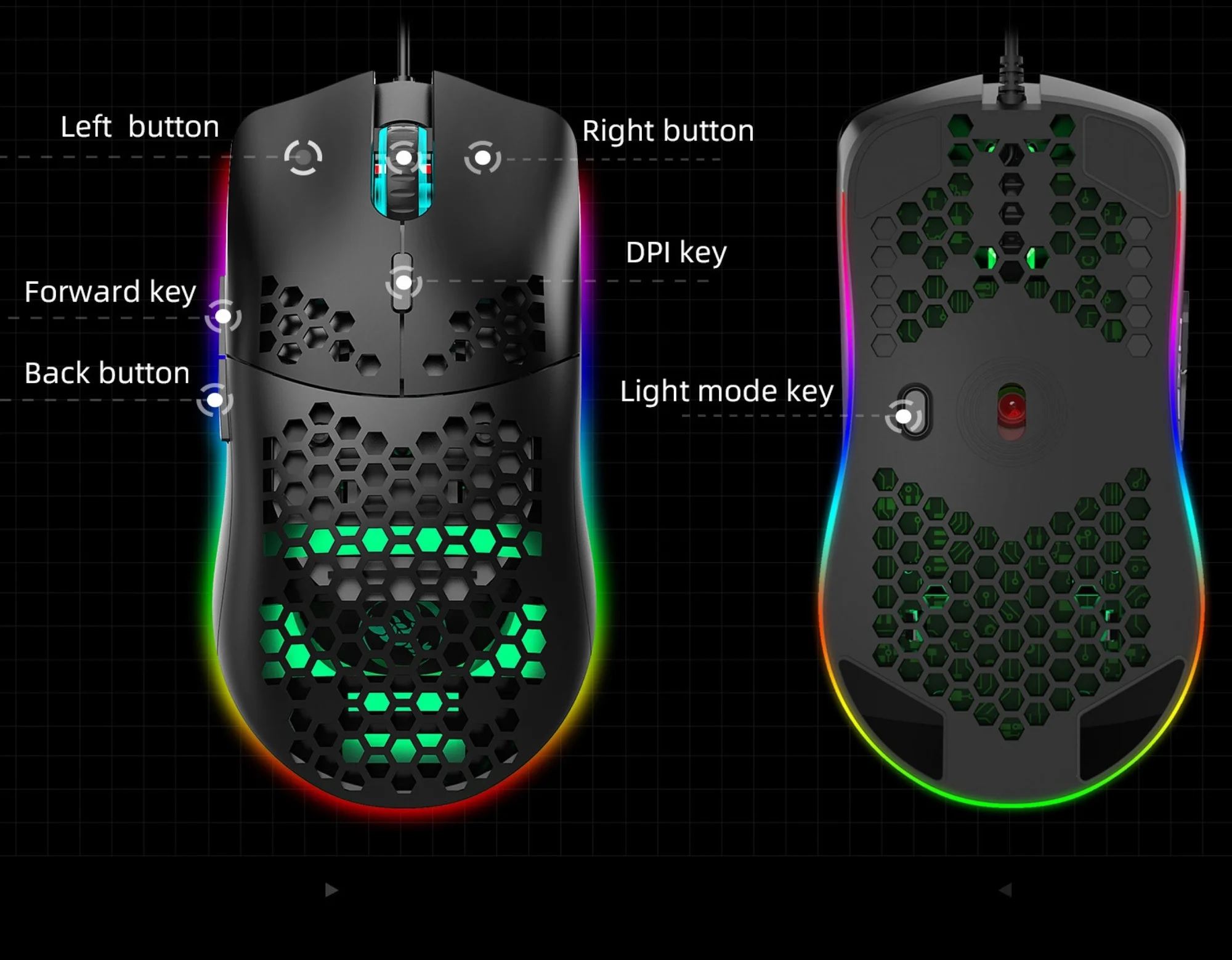 

RGB Hollow Mouse Lightweight Gaming Game Eat Chicken Hole Mouse