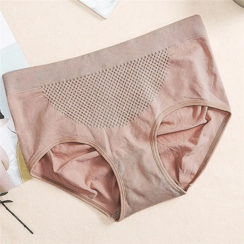

Women Seamless Briefs Panties Push Up Hip Cotton Crotch Female Underwear High Waist Honeycomb Shape Ladies Intimates