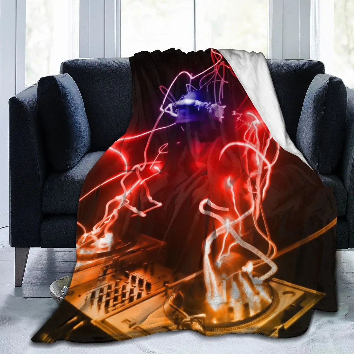 

New 3D Personality Printed Flannel Blanket Sheet Bedding Soft Blanket Bed Cover Home Textile DecorationMusic-DJ