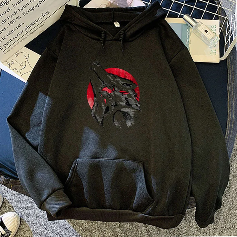 

Autumn and winter new style princess Mononoke print pattern all-match personality hoodie pullover