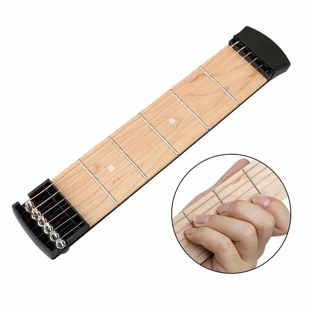 

Portable Pocket Guitar 6 Fret Model Wooden Practice Guitar Trainer 6 Tool Gadget For Beginners Strings R5Z4