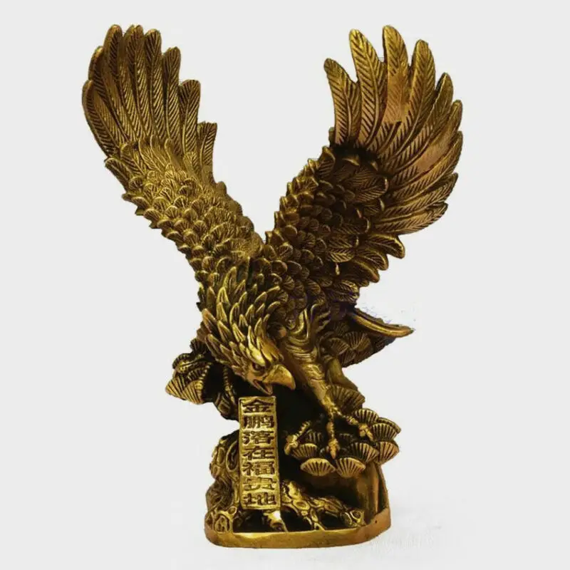 Chinese Brass Copper Spread The Wings Hawk Eagle Bird Figures Statue