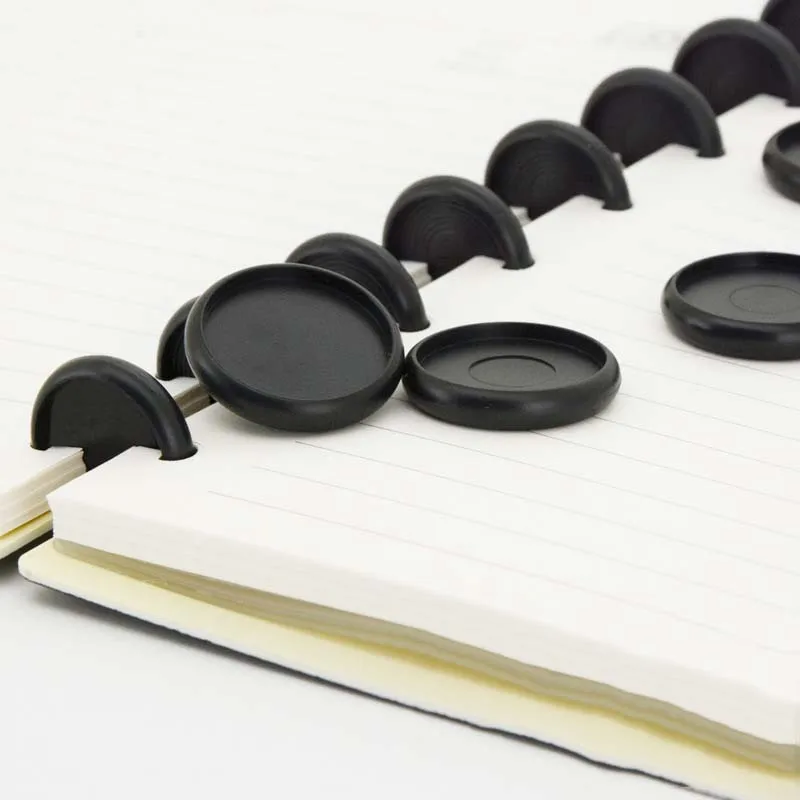 

12PCS Black Binding Disc Buckle Ring Buckle For Mushroom Hole Notepad Hand NoteBook Plastic Disc Buckle Mushroom Hole Buckle